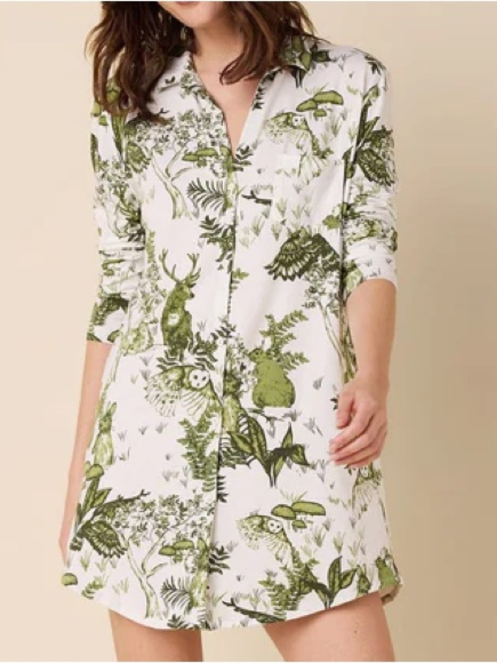 The Cat’s Pajamas Pima Knit Nightshirt Woodside Woodland Luxury Sleepwear L